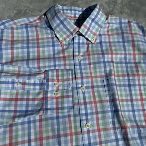 Peter Millar Watkins Crown Lite Shirt Mens Large Stretch Check Classic Fit
